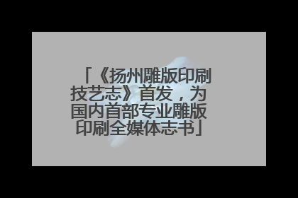 《扬州雕版印刷技艺志》首发，为国内首部专业雕版印刷全媒体志书