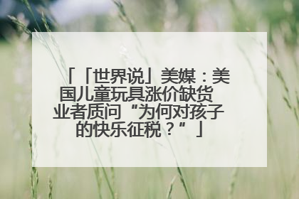 「世界说」美媒：美国儿童玩具涨价缺货 业者质问“为何对孩子的快乐征税？”