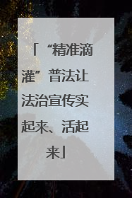 “精准滴灌”普法让法治宣传实起来、活起来