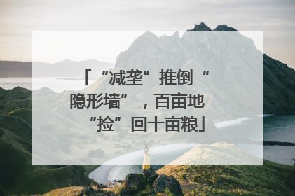 “减垄”推倒“隐形墙”，百亩地“捡”回十亩粮