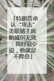 特朗普承认“攻击”美联储主席鲍威尔无效：我好说歹说，他就是不降息