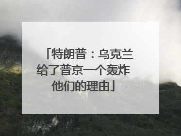 特朗普：乌克兰给了普京一个轰炸他们的理由