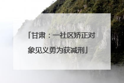 甘肃：一社区矫正对象见义勇为获减刑