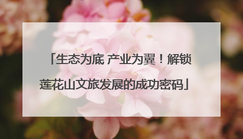生态为底 产业为翼！解锁莲花山文旅发展的成功密码