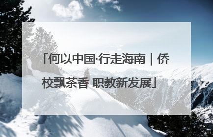 何以中国·行走海南｜侨校飘茶香 职教新发展