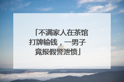 不满家人在茶馆打牌输钱，一男子竟报假警泄愤