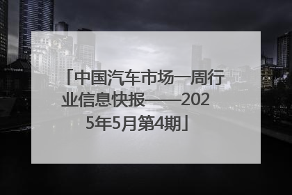 中国汽车市场一周行业信息快报——2025年5月第4期