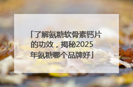 了解氨糖软骨素钙片的功效，揭秘2025年氨糖哪个品牌好