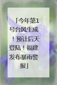今年第1号台风生成！预计后天登陆！福建发布暴雨警报