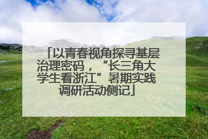 以青春视角探寻基层治理密码，“长三角大学生看浙江”暑期实践调研活动侧记