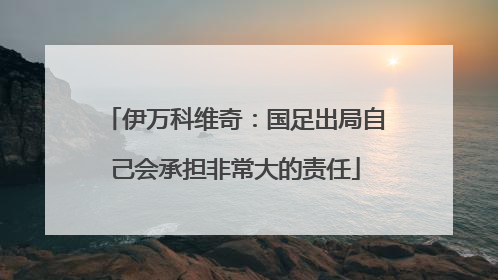 伊万科维奇：国足出局自己会承担非常大的责任