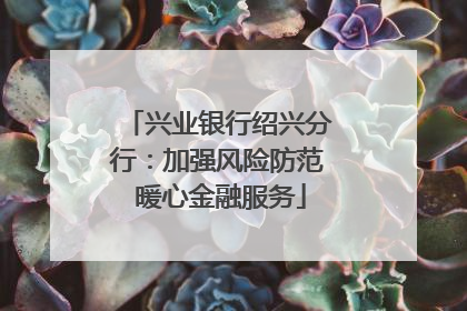 兴业银行绍兴分行：加强风险防范 暖心金融服务