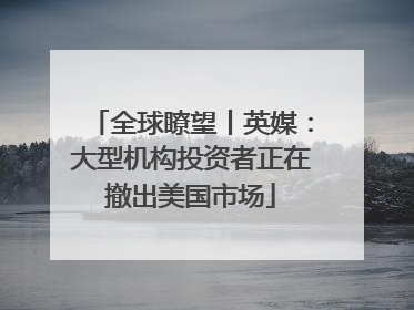 全球瞭望丨英媒：大型机构投资者正在撤出美国市场