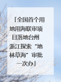 全国首个用地用海联审项目落地台州 浙江探索“地林草海”审批一次办