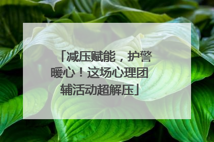 减压赋能，护警暖心！这场心理团辅活动超解压