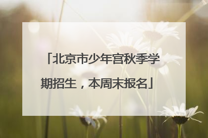 北京市少年宫秋季学期招生，本周末报名
