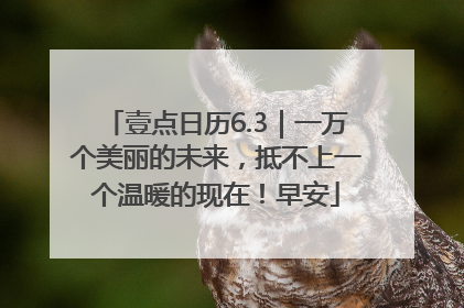 壹点日历6.3｜一万个美丽的未来，抵不上一个温暖的现在！早安