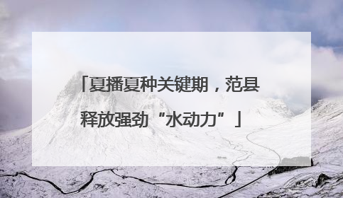 夏播夏种关键期，范县释放强劲“水动力”