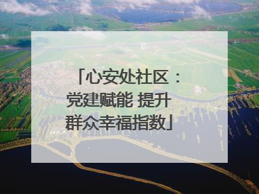心安处社区：党建赋能 提升群众幸福指数