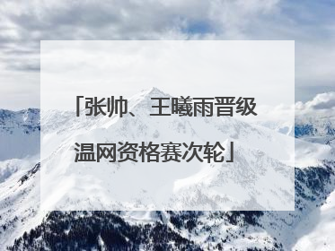 张帅、王曦雨晋级温网资格赛次轮
