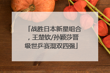 战胜日本新星组合，王楚钦/孙颖莎晋级世乒赛混双四强