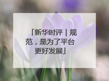 新华时评｜规范，是为了平台更好发展