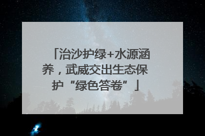 治沙护绿+水源涵养，武威交出生态保护“绿色答卷”