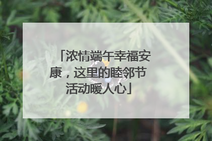 浓情端午幸福安康，这里的睦邻节活动暖人心