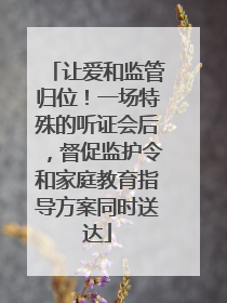 让爱和监管归位！一场特殊的听证会后，督促监护令和家庭教育指导方案同时送达