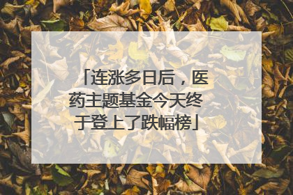 连涨多日后，医药主题基金今天终于登上了跌幅榜