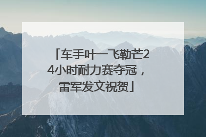 车手叶一飞勒芒24小时耐力赛夺冠，雷军发文祝贺