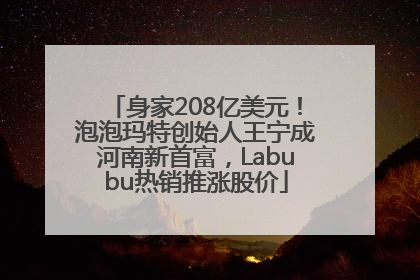 身家208亿美元！泡泡玛特创始人王宁成河南新首富，Labubu热销推涨股价