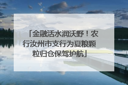 金融活水润沃野！农行汝州市支行为夏粮颗粒归仓保驾护航