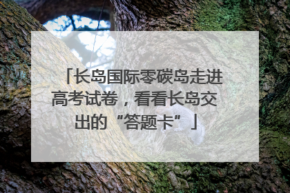 长岛国际零碳岛走进高考试卷，看看长岛交出的“答题卡”