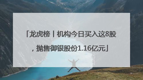 龙虎榜丨机构今日买入这8股，抛售御银股份1.16亿元