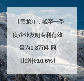 黑龙江：截至一季度企业发明专利有效量为1.8万件 同比增长10.6%