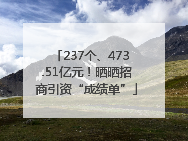 237个、473.51亿元！晒晒招商引资“成绩单”