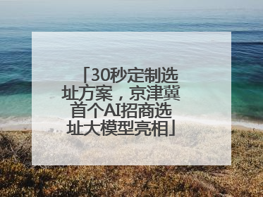 30秒定制选址方案，京津冀首个AI招商选址大模型亮相