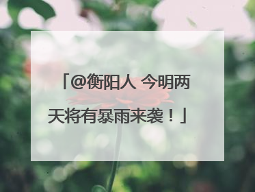 @衡阳人 今明两天将有暴雨来袭！